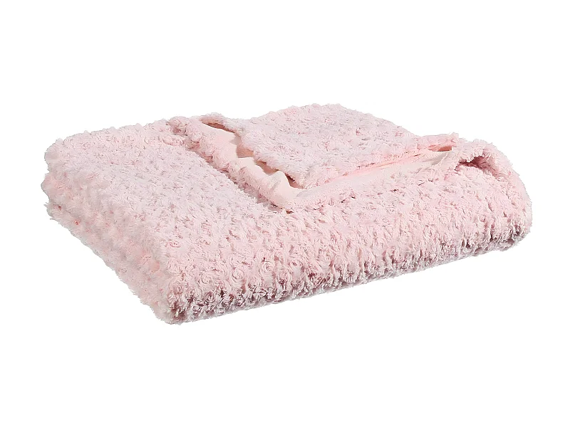 Plaid Rose Fourrure Bouclée 180 x 230 cm