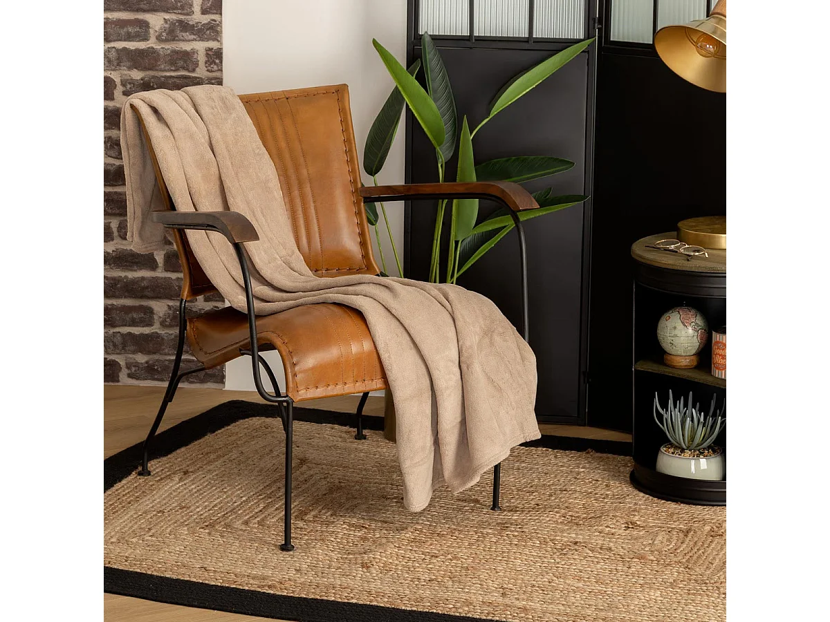 Plaid Microfibre Beige lin 125 x 150 cm