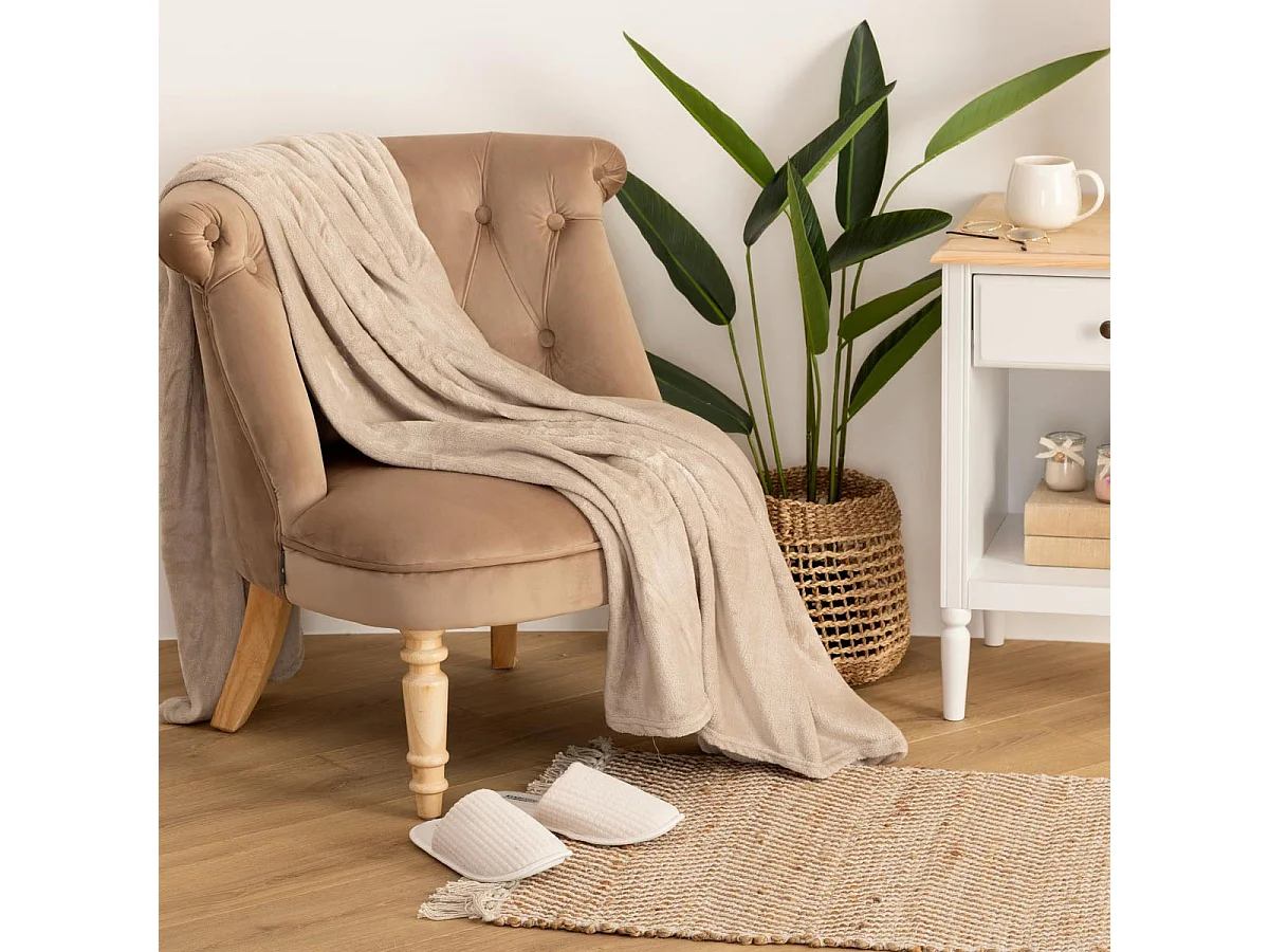 Plaid Flanelle Beige lin 130 x 180 cm