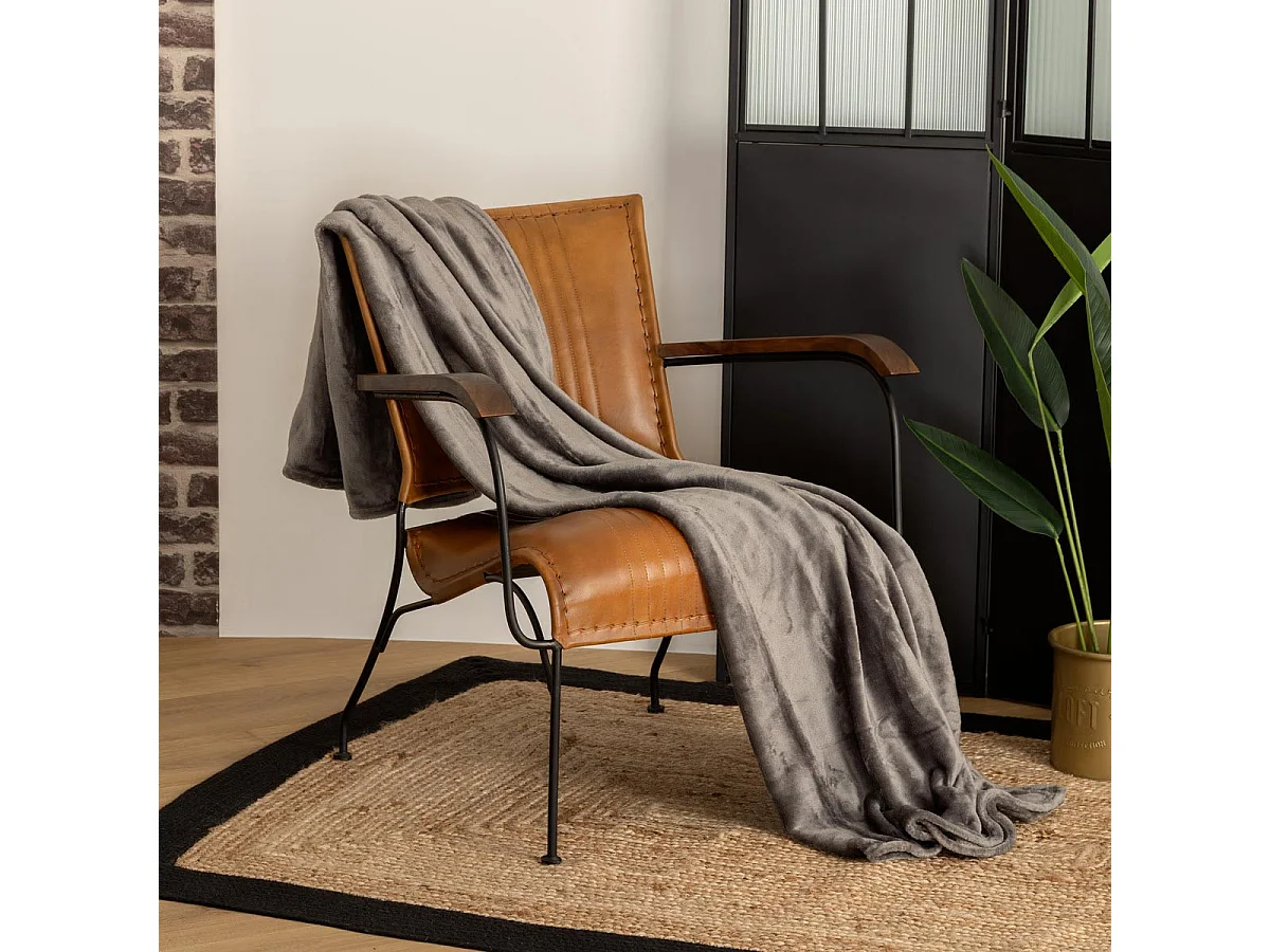 Plaid Flanelle Gris foncé 130 x 180 cm