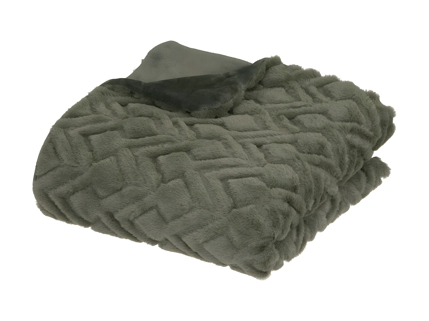 Plaid en Flanelle et Fourrure Vert Kaki 120x160 cm