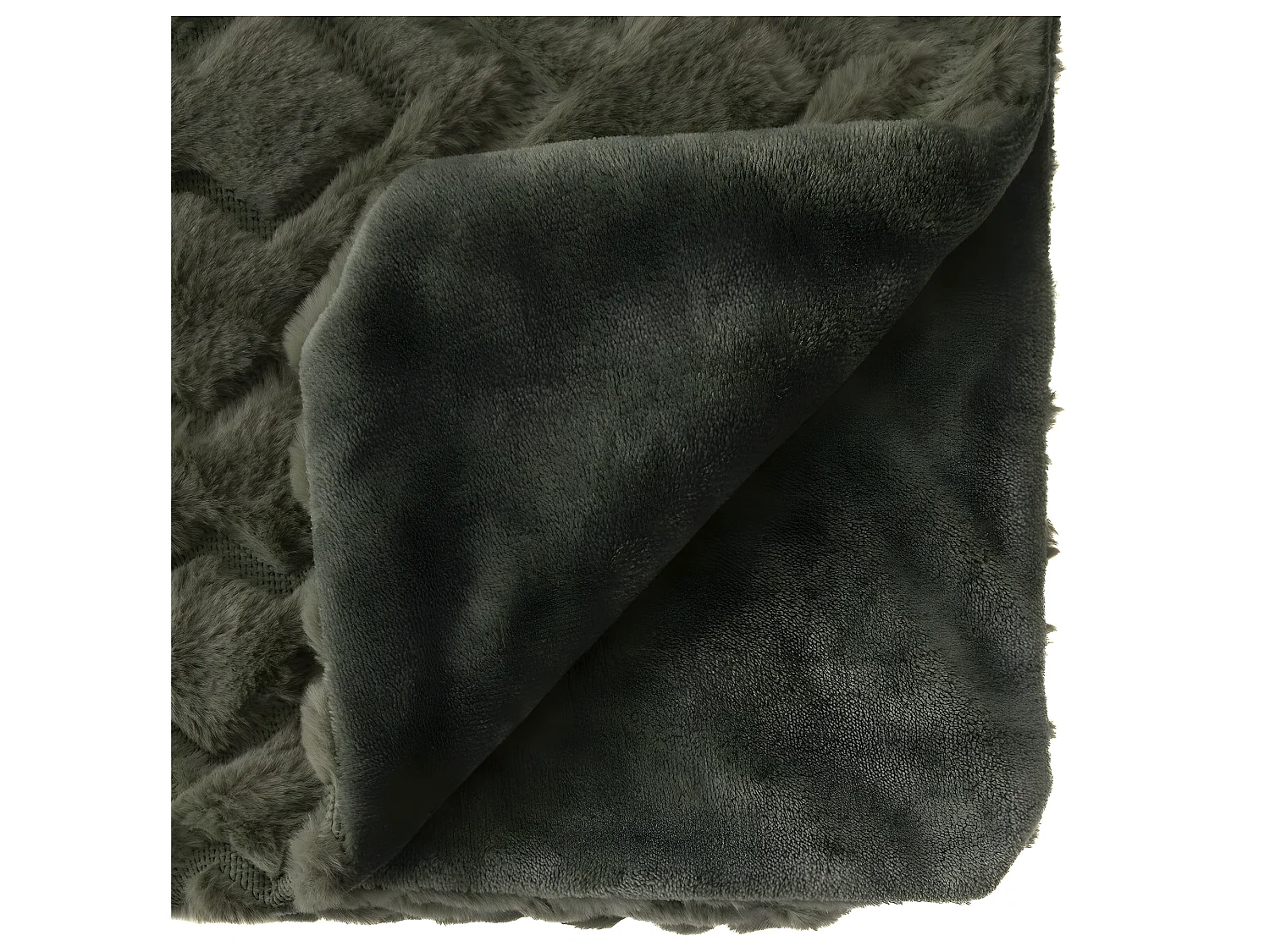 Plaid en Flanelle et Fourrure Vert Kaki 120x160 cm