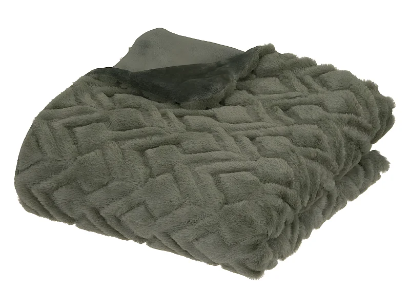 Plaid en Flanelle et Fourrure Vert Kaki 120x160 cm