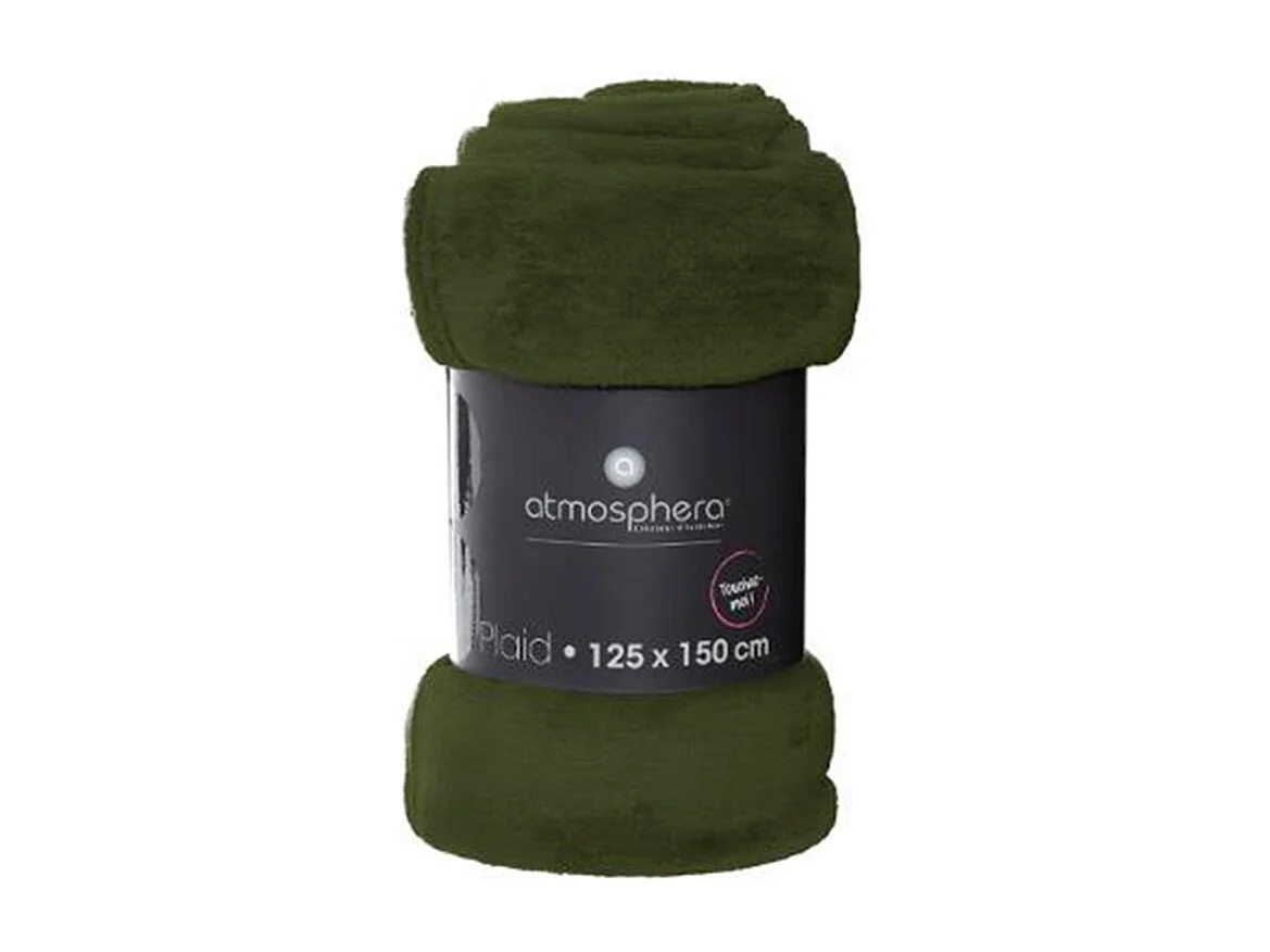 Plaid Flanelle Vert kaki 125 x 150 cm