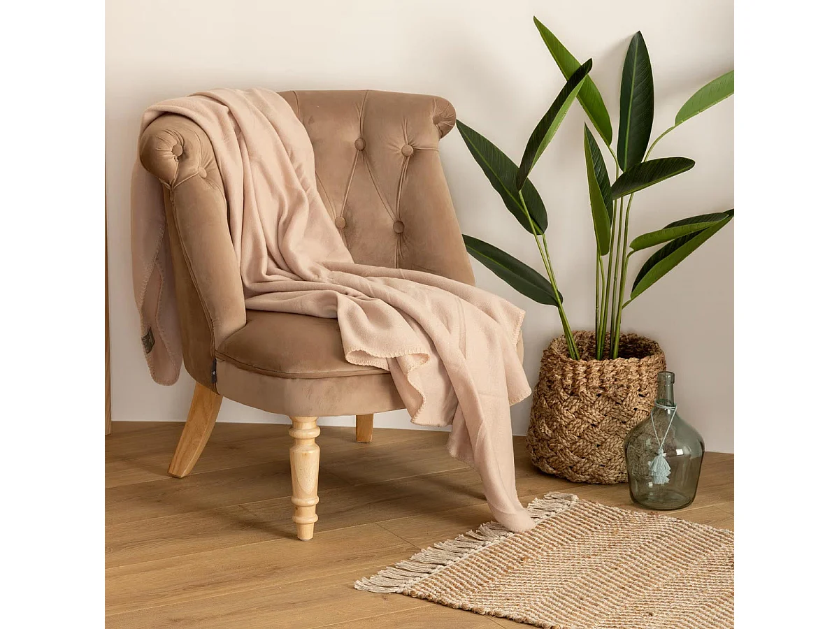 Plaid Polaire Beige lin 125 x 150 cm