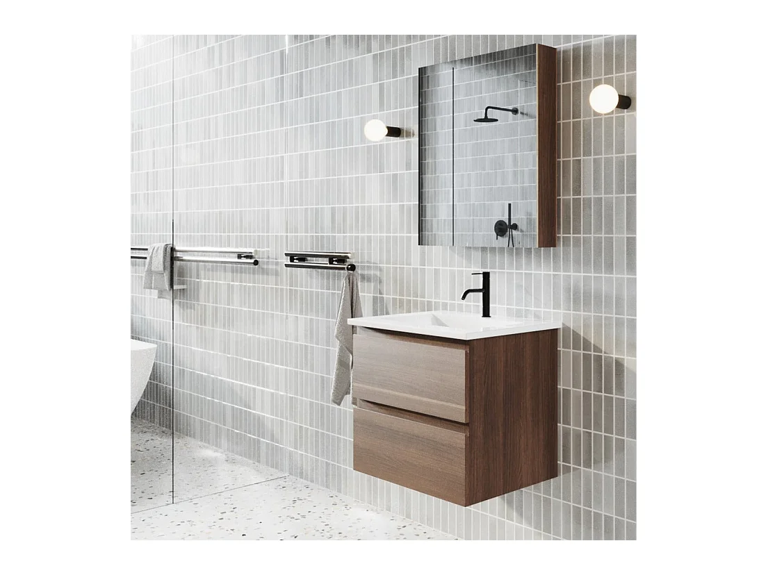 Waschtisch mit Unterschrank MESSINA 60 cm Nussbaum