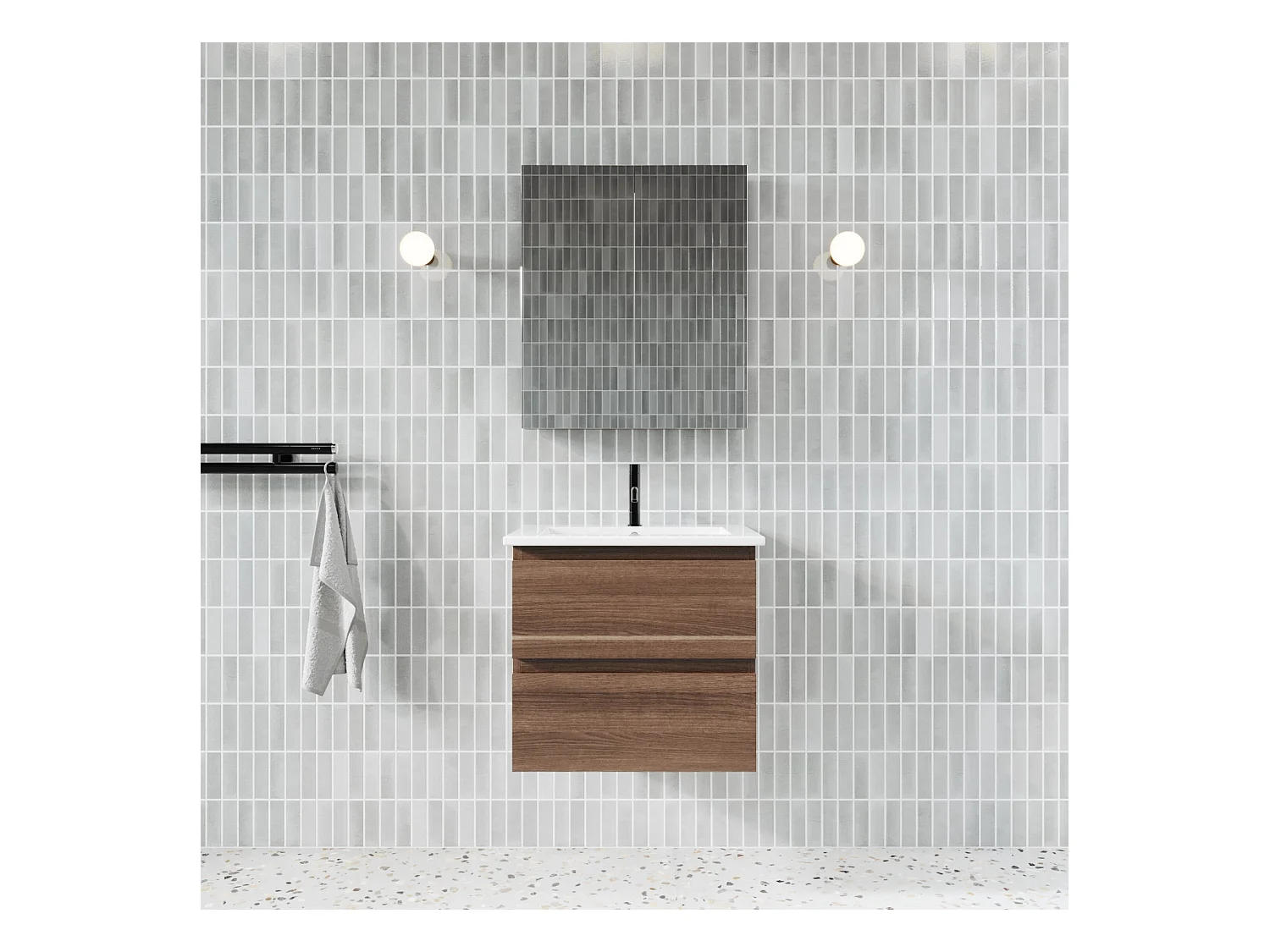 Waschtisch mit Unterschrank MESSINA 60 cm Nussbaum