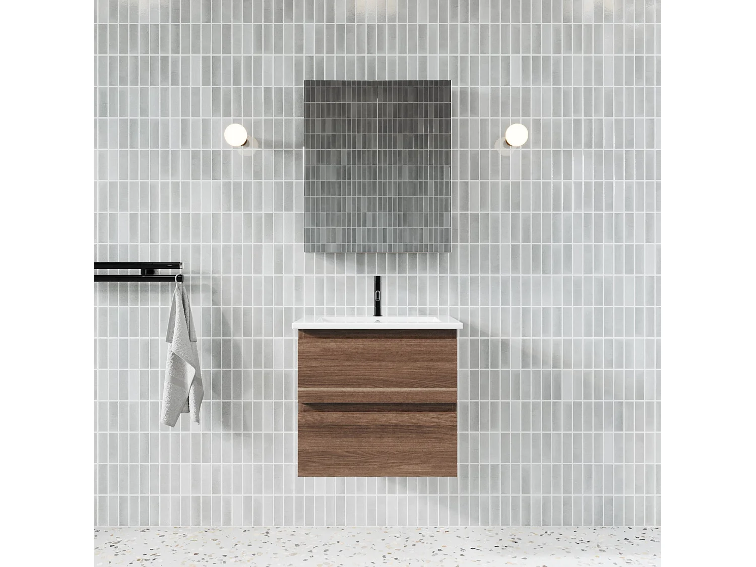 Waschtisch mit Unterschrank MESSINA 60 cm Nussbaum