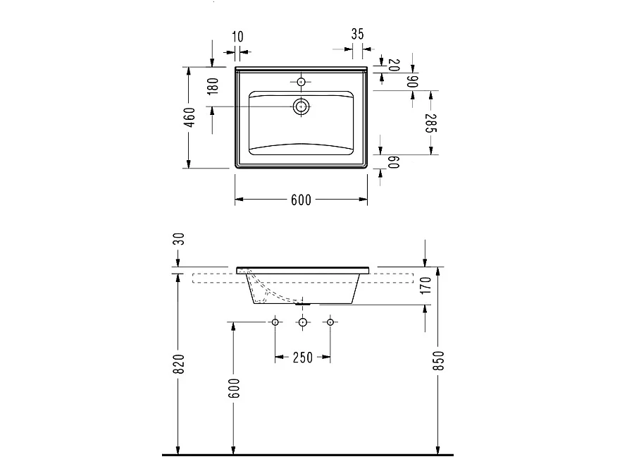 Waschtisch mit Unterschrank MESSINA 60 cm Nussbaum