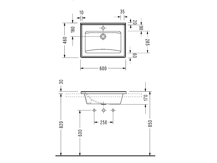 Meuble salle de bain design simple vasque MESSINA largeur 60 cm noyer