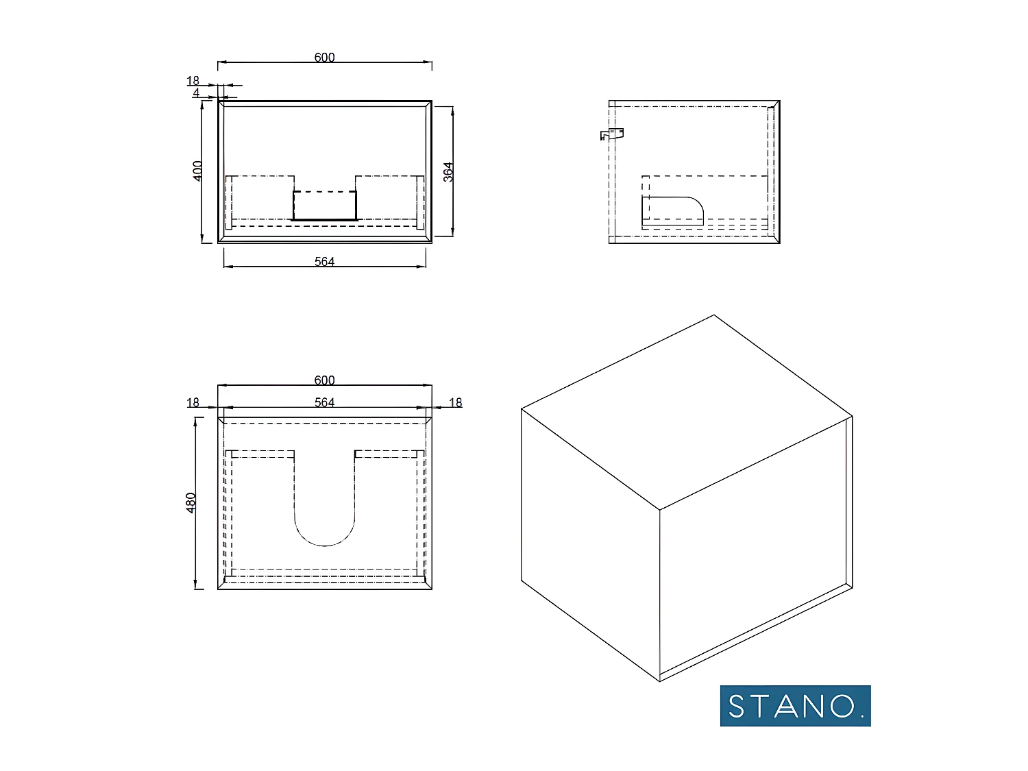 Meuble salle de bain pour vasque à poser PALIO largeur 60 cm blanc mat  chêne clair texturé
