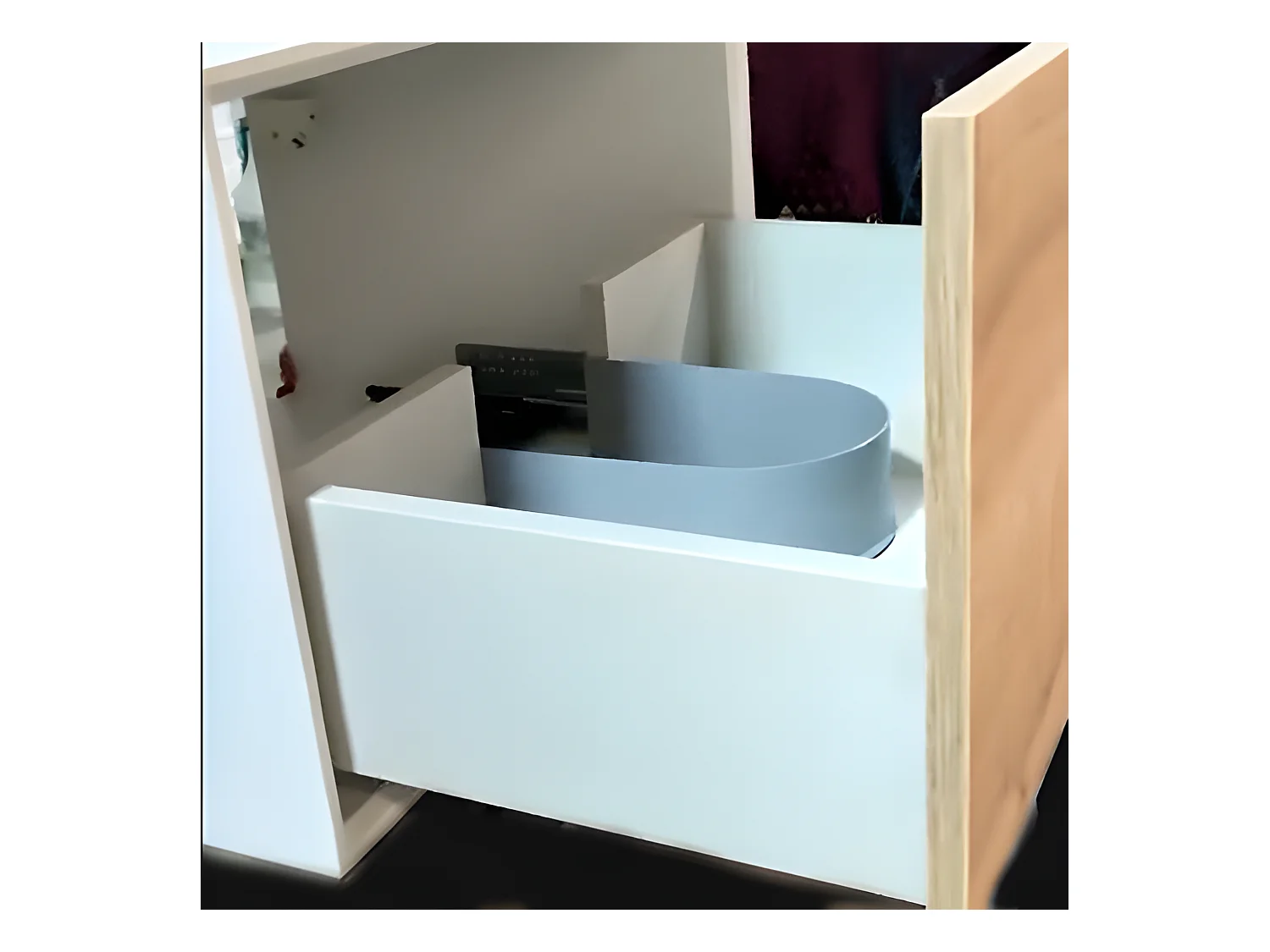 Meuble salle de bain pour vasque à poser PALIO largeur 60 cm blanc mat  chêne clair texturé