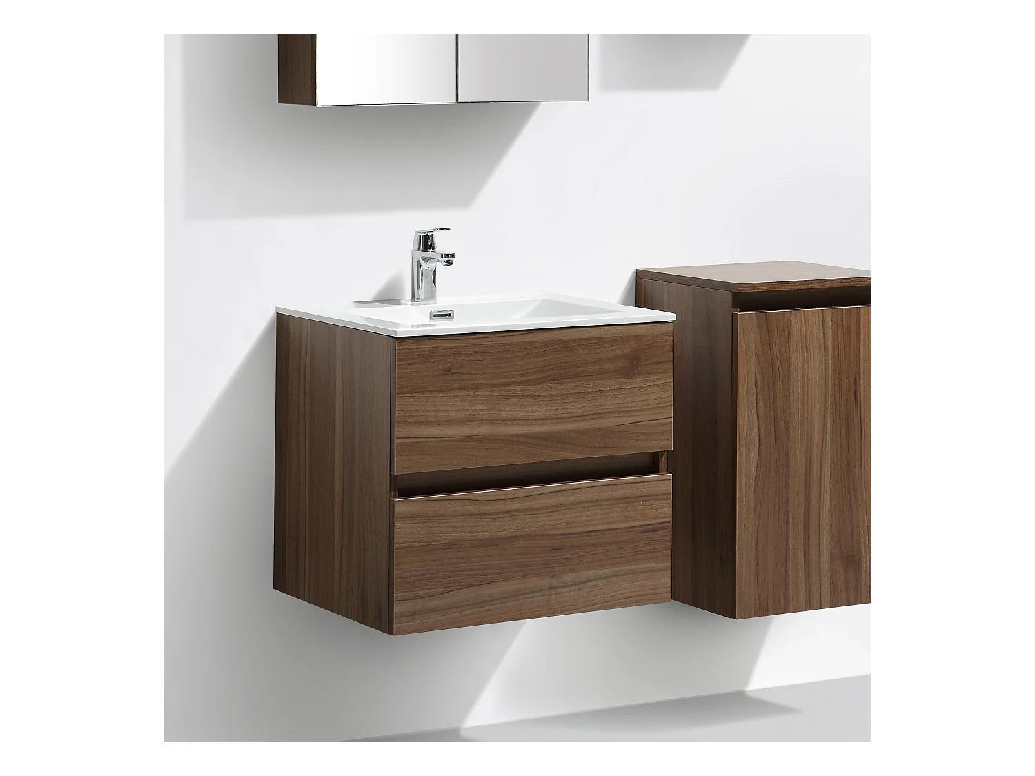 Meuble salle de bain design simple vasque SIENA largeur 60 cm noyer