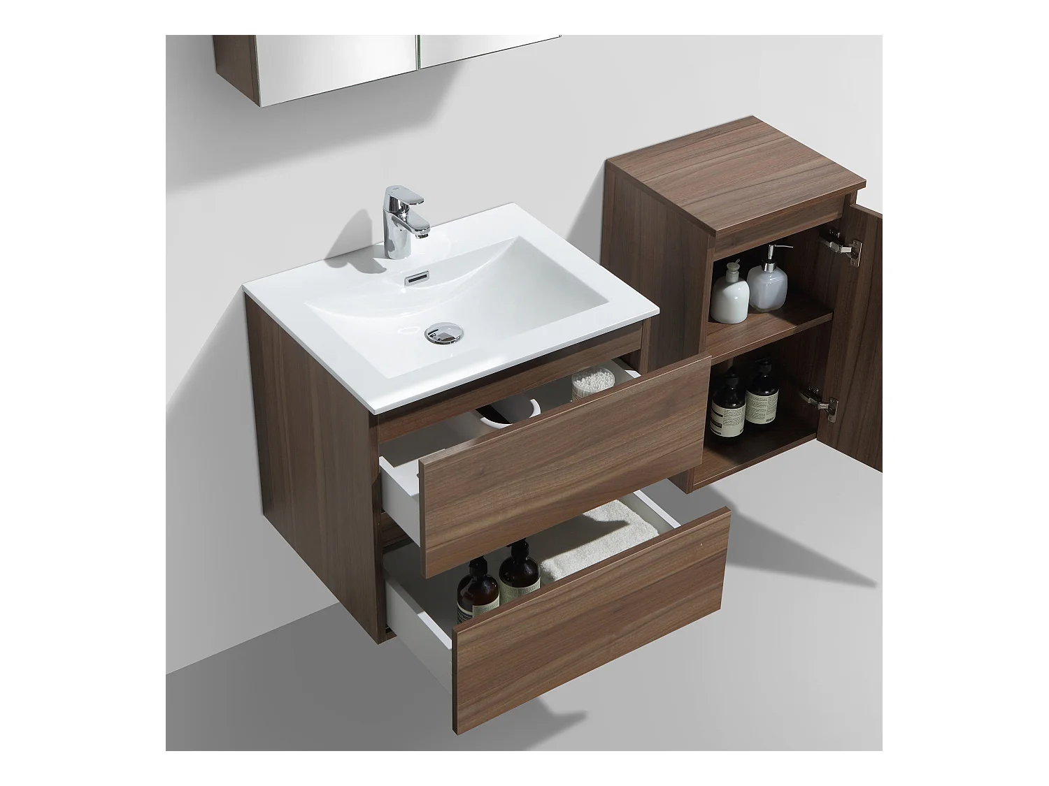 Meuble salle de bain design simple vasque SIENA largeur 60 cm noyer