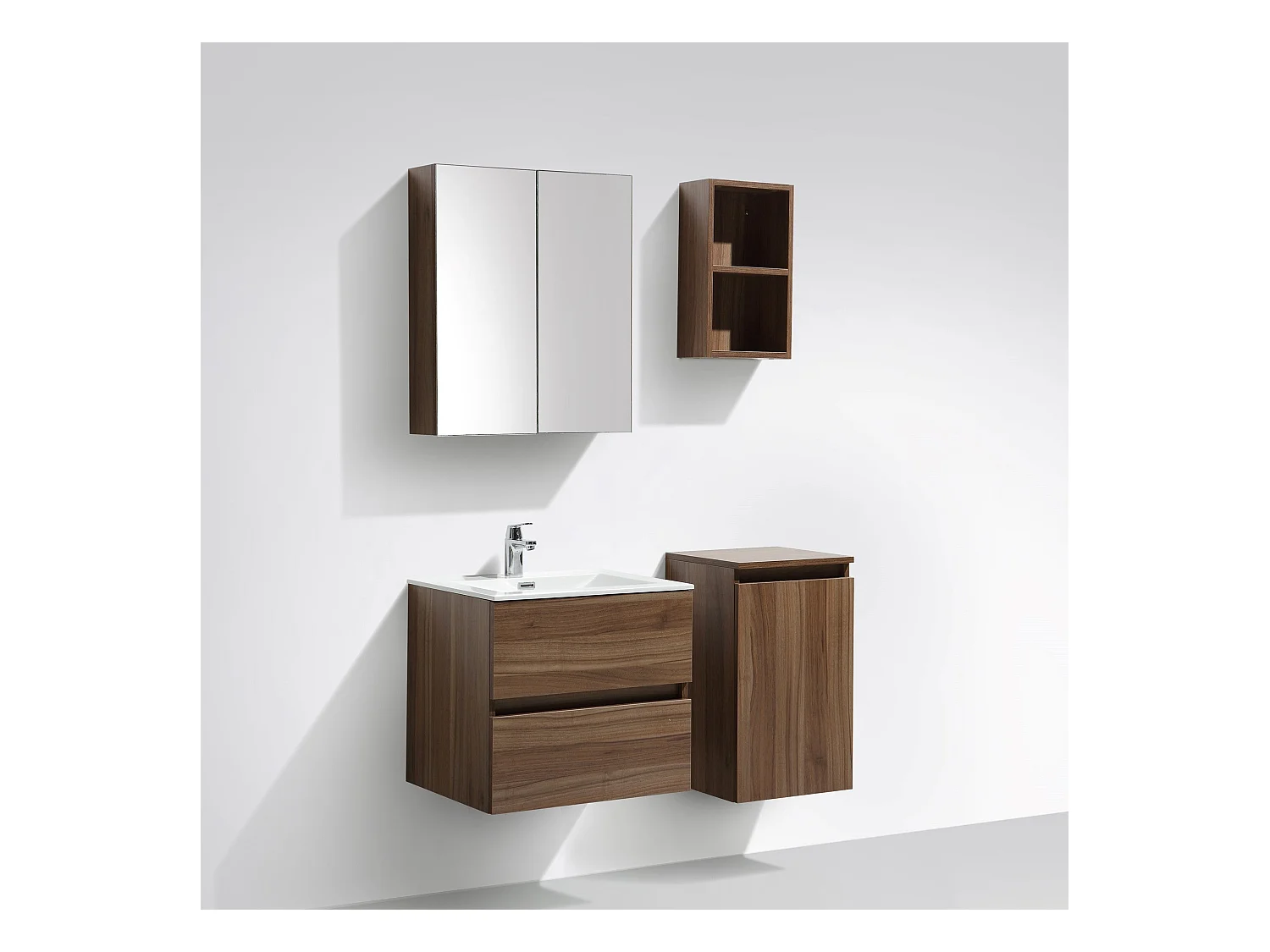 Meuble salle de bain design simple vasque SIENA largeur 60 cm noyer