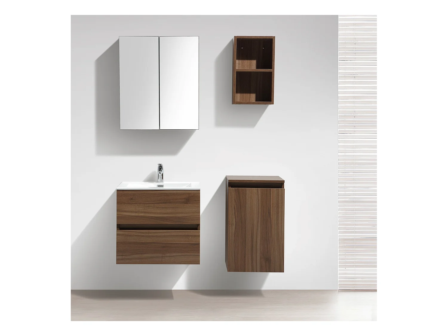 Meuble salle de bain design simple vasque SIENA largeur 60 cm noyer