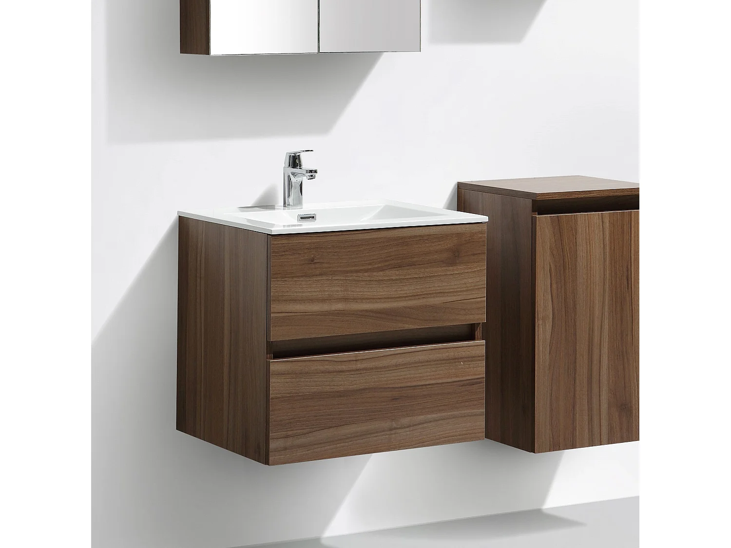 Meuble salle de bain design simple vasque SIENA largeur 60 cm noyer