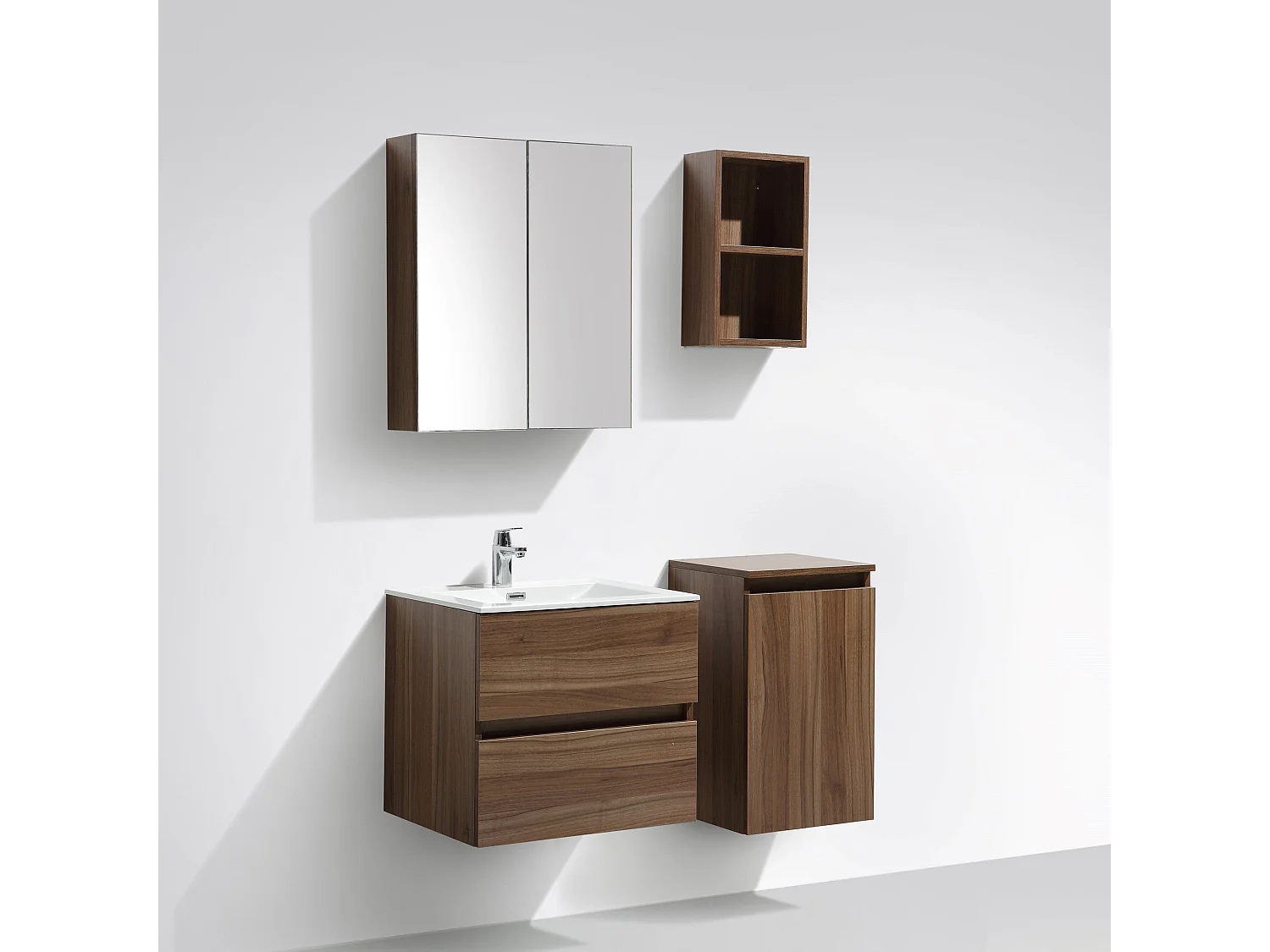 Meuble salle de bain design simple vasque SIENA largeur 60 cm noyer