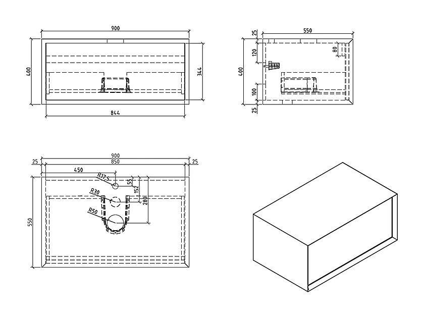 Meuble salle de bain pour vasque à poser PALIO largeur 90 cm blanc mat