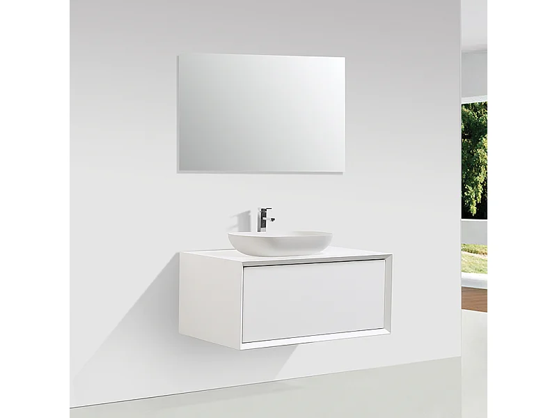 Mueble de baño MONTADO 90cm PALIO, blanco mate