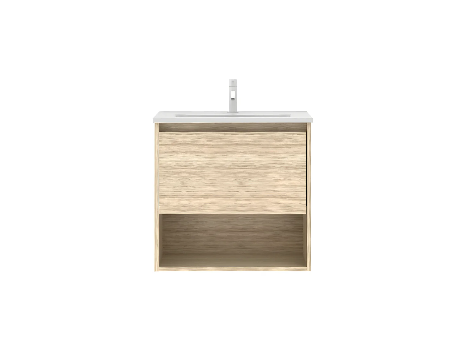 Meuble salle de bain suspendu NIWA  chêne sablé 60 cm  Miroir non inclus