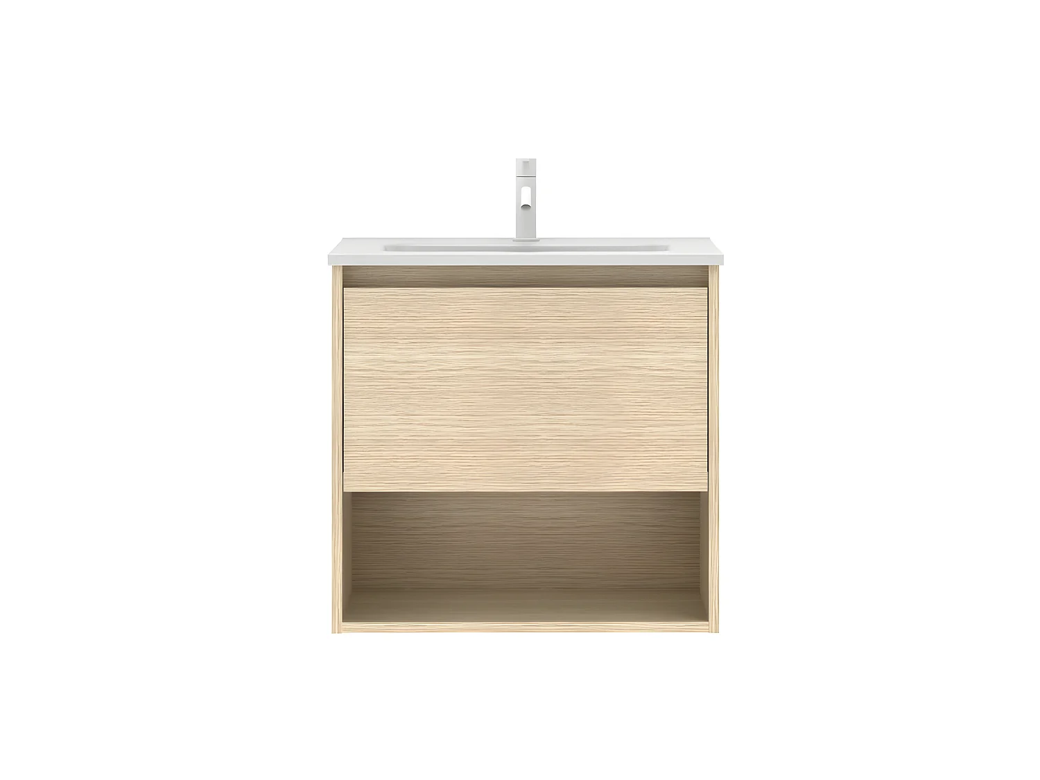 Meuble salle de bain suspendu NIWA  chêne sablé 60 cm  Miroir non inclus