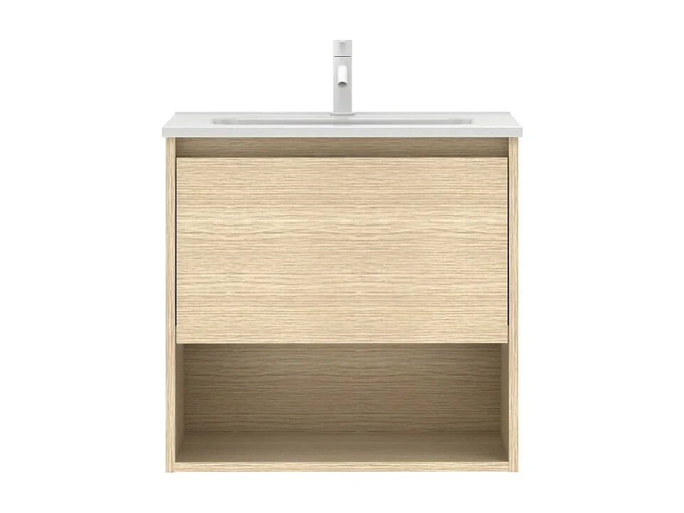 Meuble salle de bain suspendu NIWA  chêne sablé 60 cm  Miroir non inclus