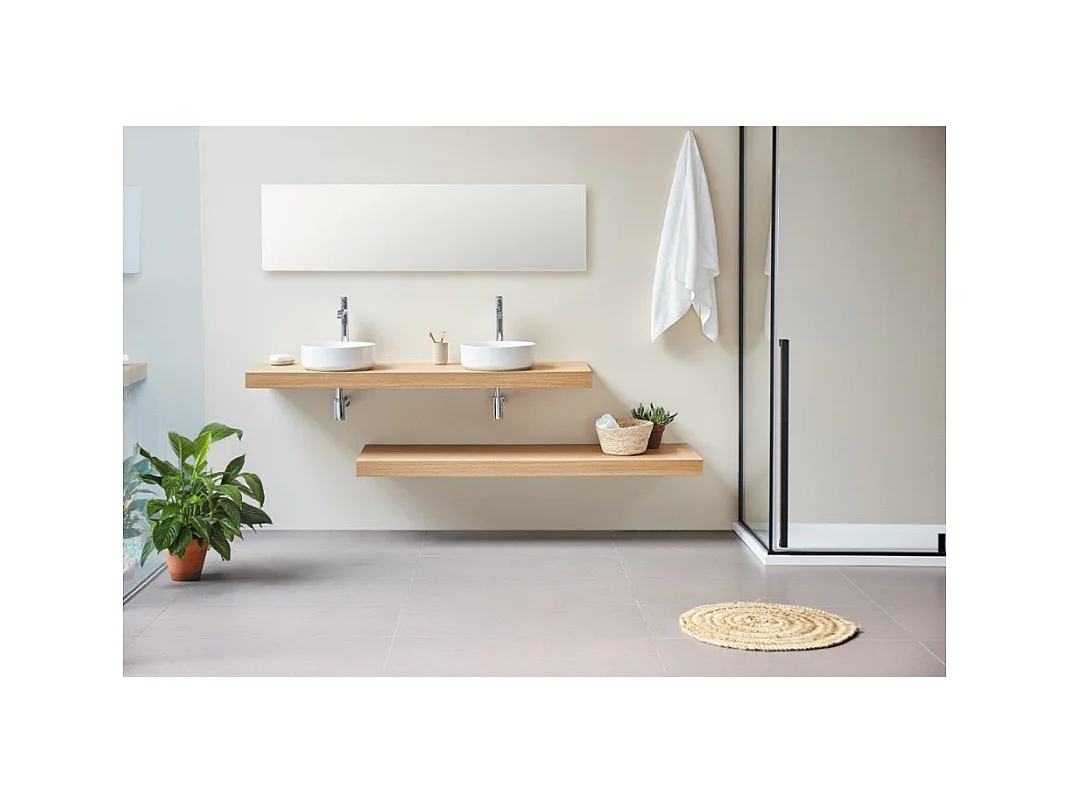 Waschtisch für Aufsatzwaschbecken in Eiche ZERO Tiefe 45 cm - Breite 140 cm