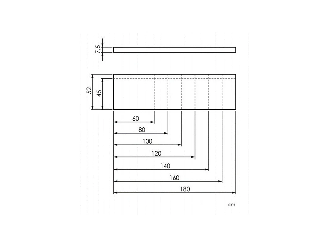 Waschtisch für Aufsatzwaschbecken in Eiche ZERO Tiefe 45 cm - Breite 140 cm