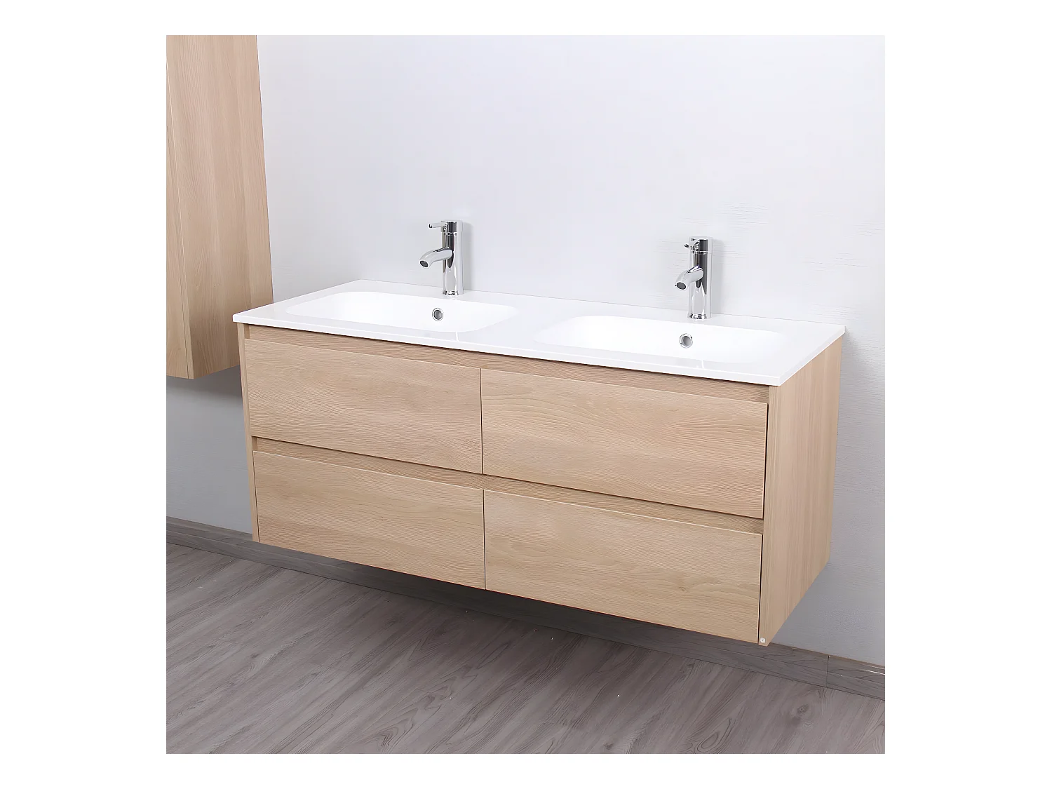 Mueble lavabo + lavabo doble 120 cm FORTINA roble claro