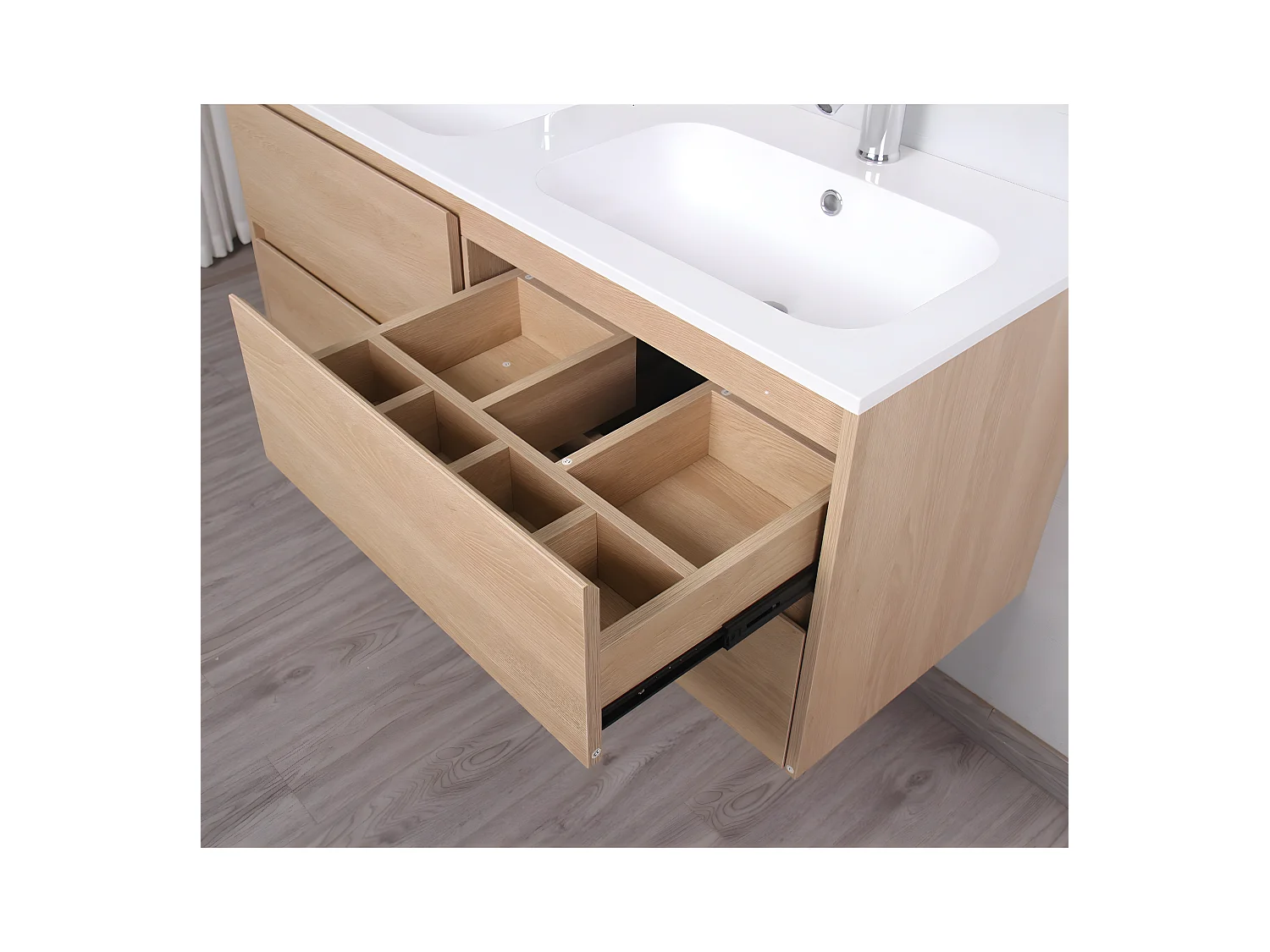 Mueble lavabo + lavabo doble 120 cm FORTINA roble claro