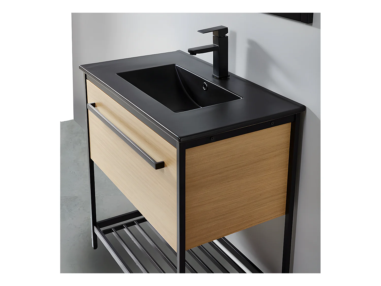 Metall-Badezimmerschrank mit schwarzem Keramikwaschbecken SMART