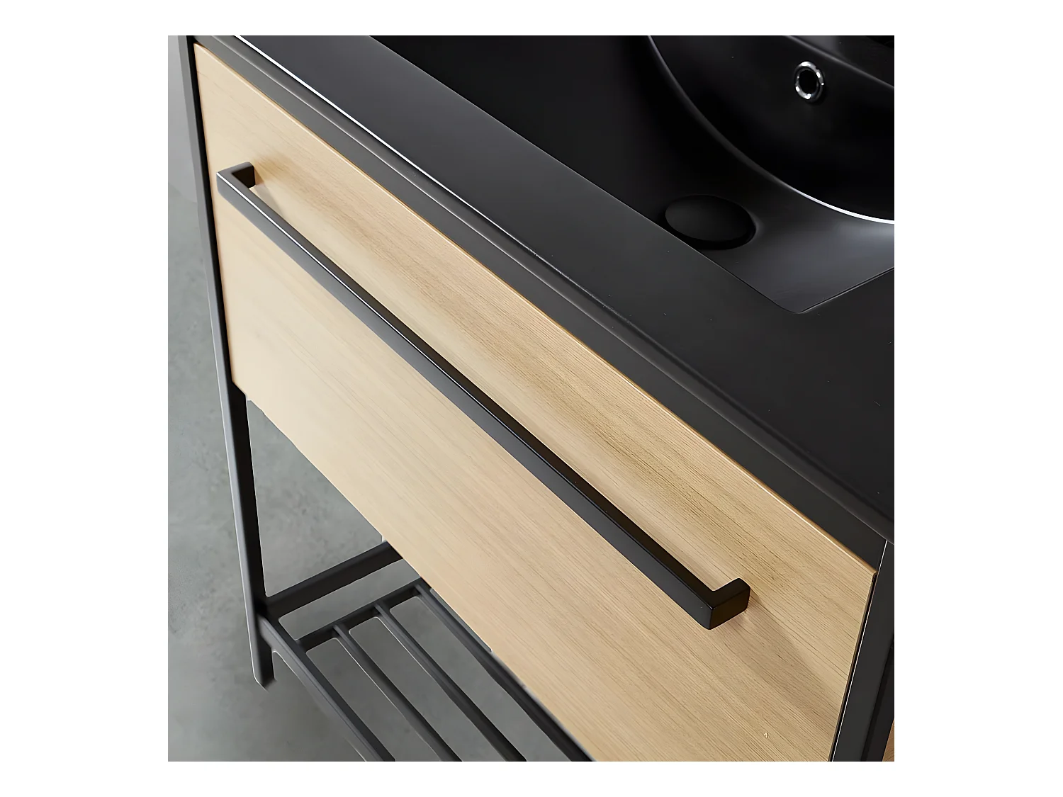 Metall-Badezimmerschrank mit schwarzem Keramikwaschbecken SMART