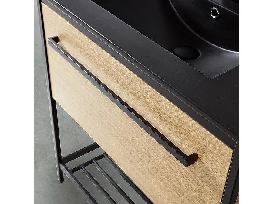 Metall-Badezimmerschrank mit schwarzem Keramikwaschbecken SMART