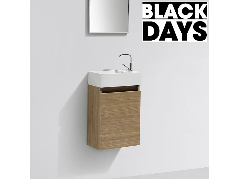 Meuble lave-main salle de bain design SIENA largeur 40 cm chêne clair texturé