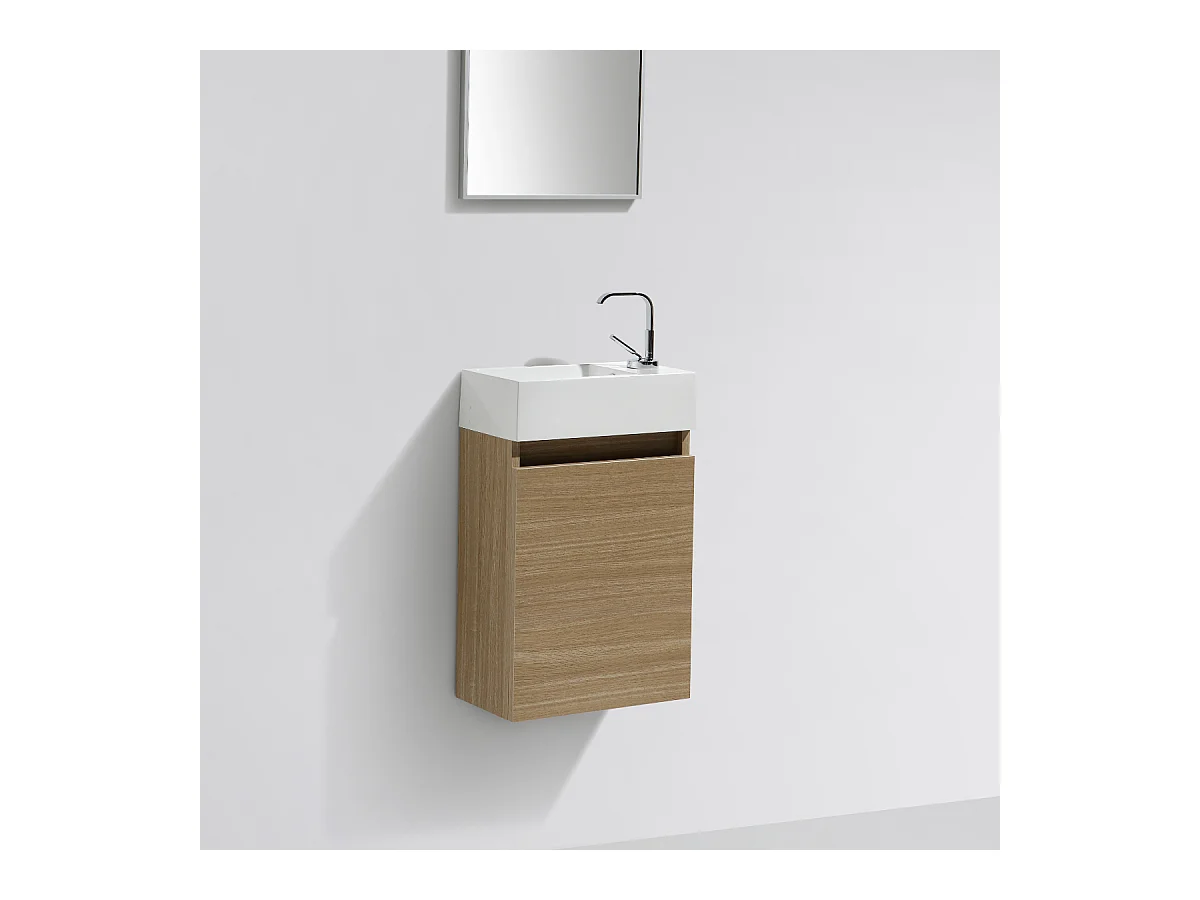 Meuble lave-main salle de bain design SIENA largeur 40 cm chêne clair texturé