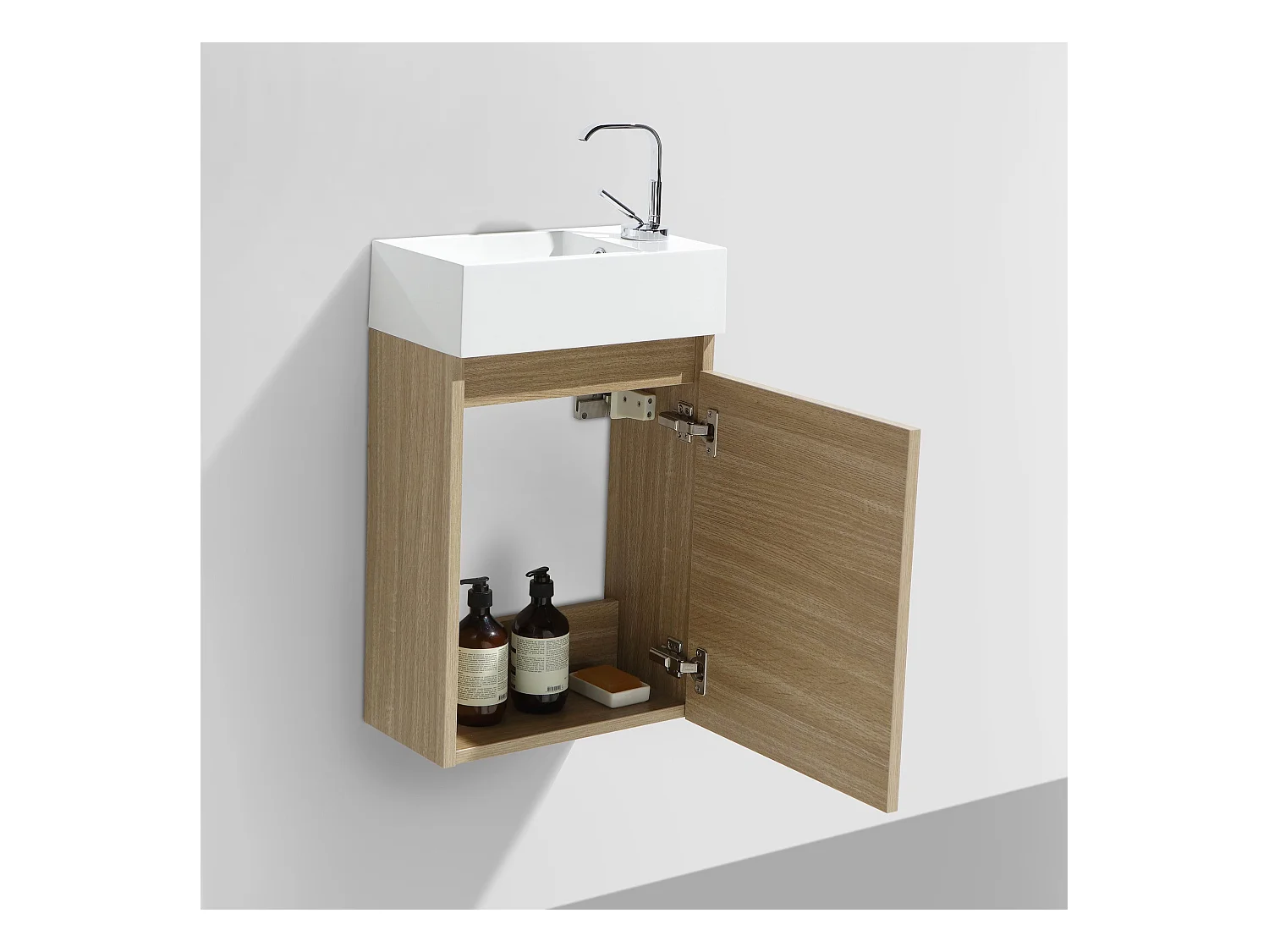 Meuble lave-main salle de bain design SIENA largeur 40 cm chêne clair texturé
