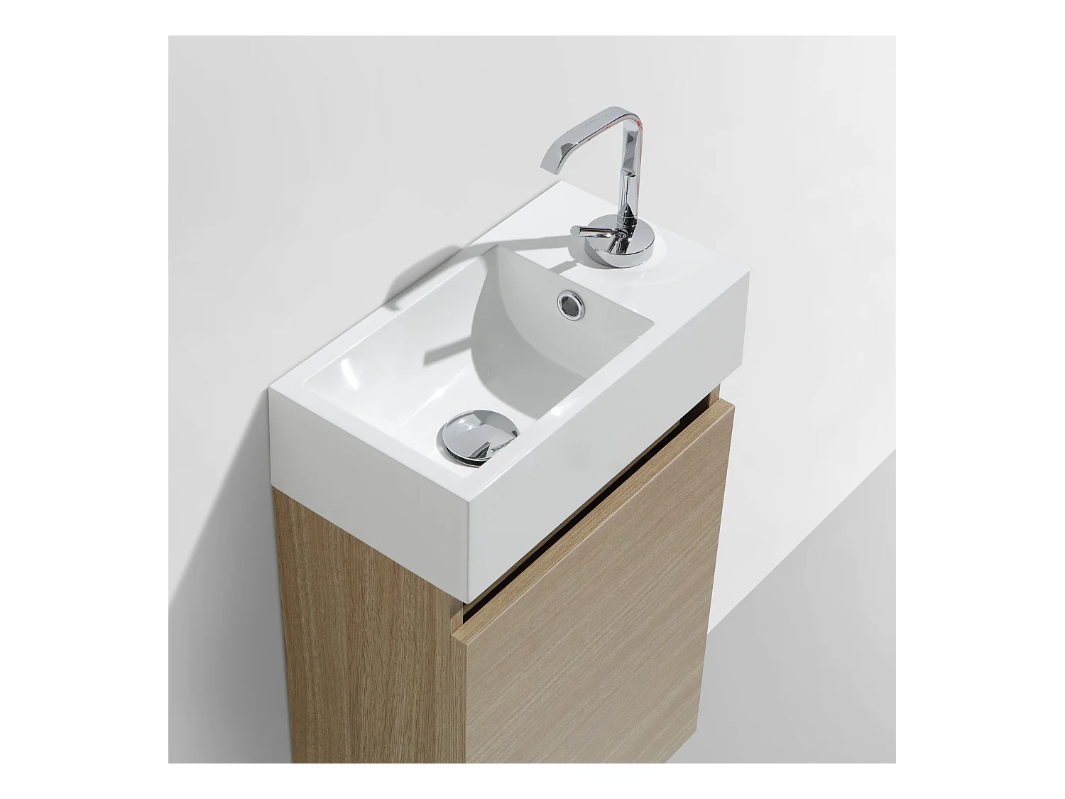 Meuble lave-main salle de bain design SIENA largeur 40 cm chêne clair texturé