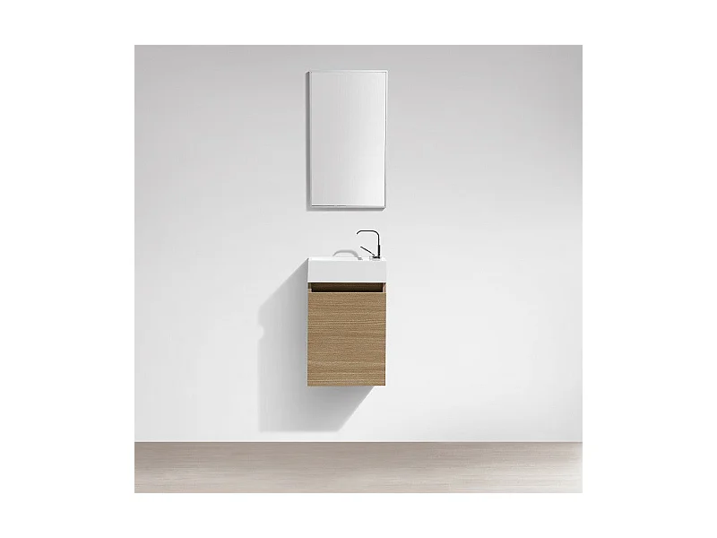 Meuble lave-main salle de bain design SIENA largeur 40 cm chêne clair texturé
