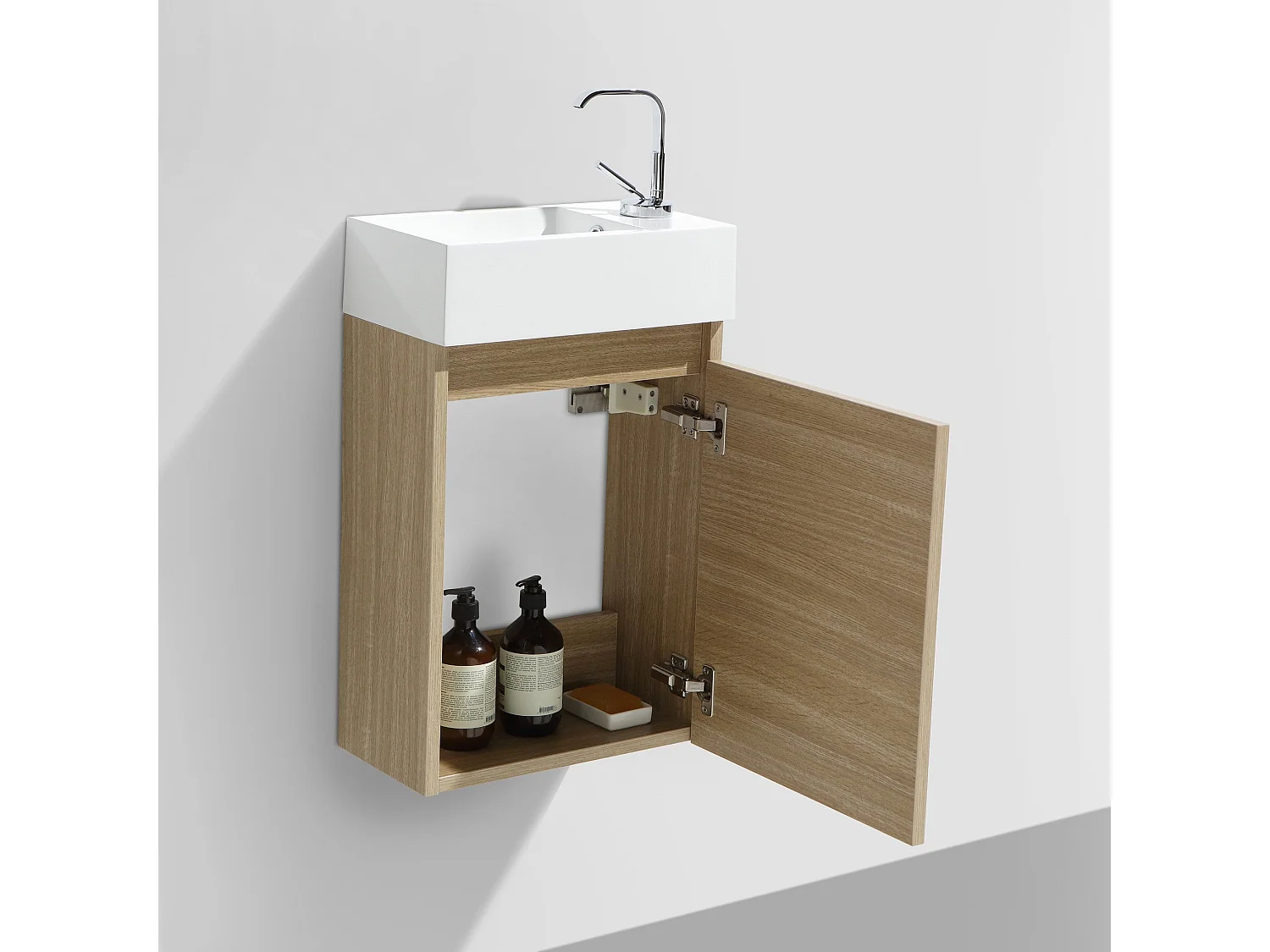 Meuble lave-main salle de bain design SIENA largeur 40 cm chêne clair texturé