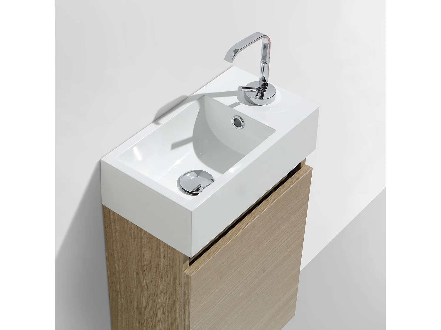 Meuble lave-main salle de bain design SIENA largeur 40 cm chêne clair texturé