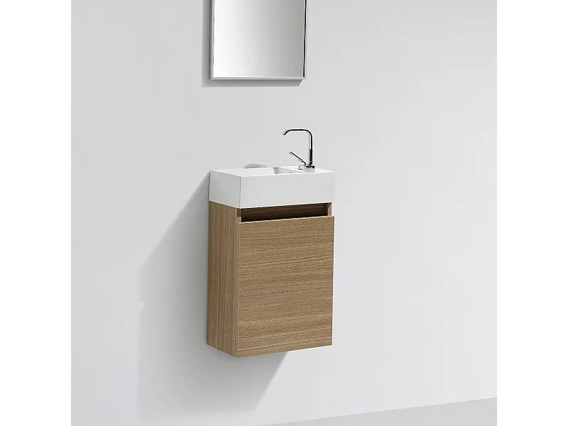 Meuble lave-main salle de bain design SIENA largeur 40 cm chêne clair texturé