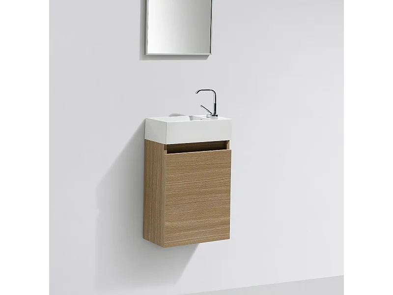 Meuble lave-main salle de bain design SIENA largeur 40 cm chêne clair texturé