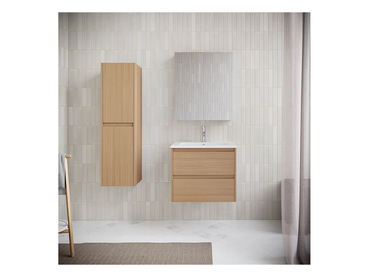 Mueble lavabo + lavabo 60 cm FORTINA roble claro