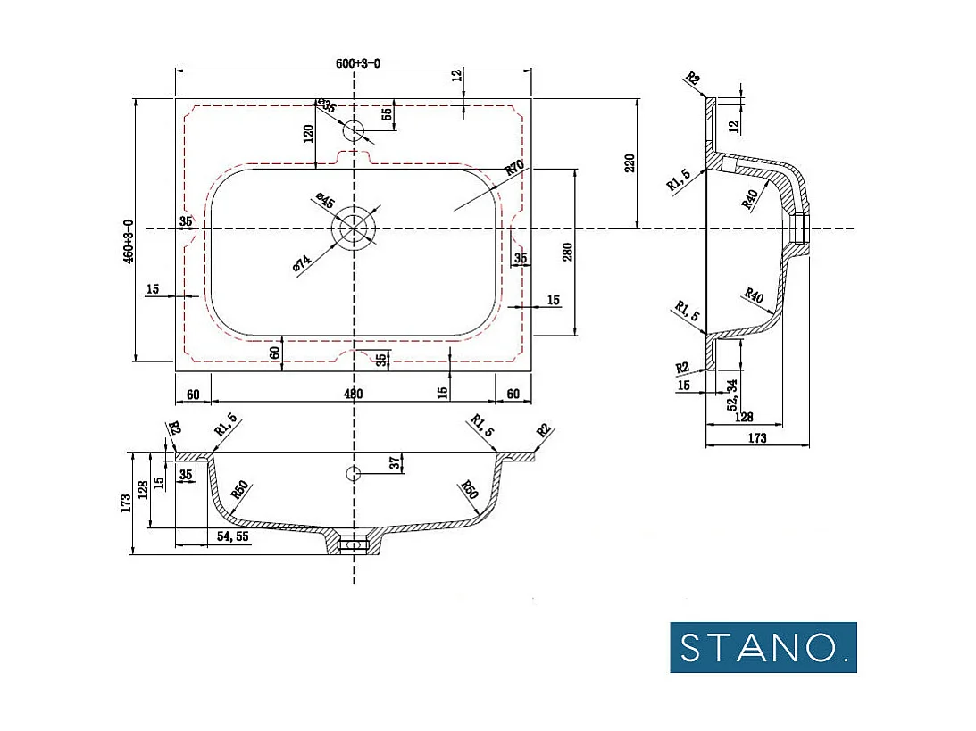Mueble lavabo + lavabo 60 cm FORTINA roble claro