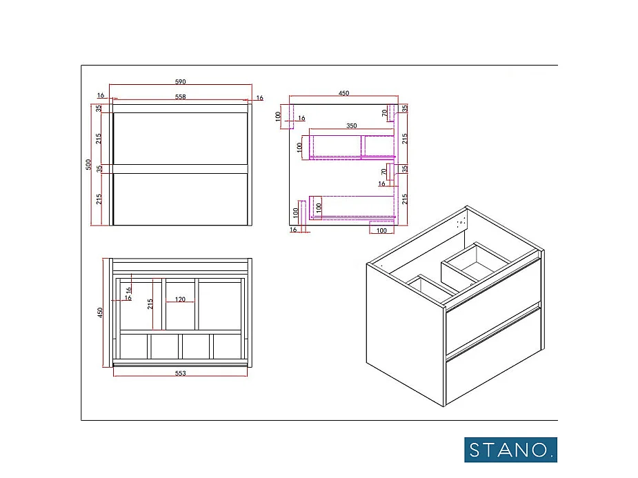 Meuble salle de bain design simple vasque FORTINA largeur 60 cm chêne clair