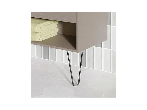 Meuble salle de bain avec vasque posée YOKO TOP  chêne sablé 60 cm  Miroir non inclus