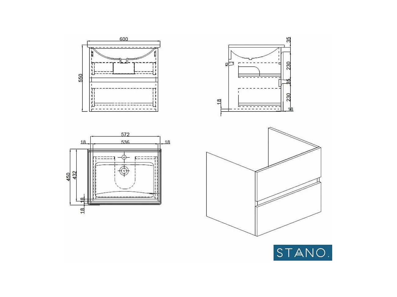 Lavabo con mueble MESSINA 60 cm roble claro