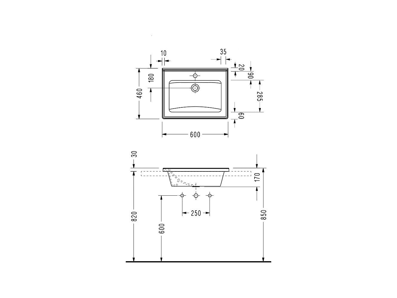 Lavabo con mueble MESSINA 60 cm roble claro