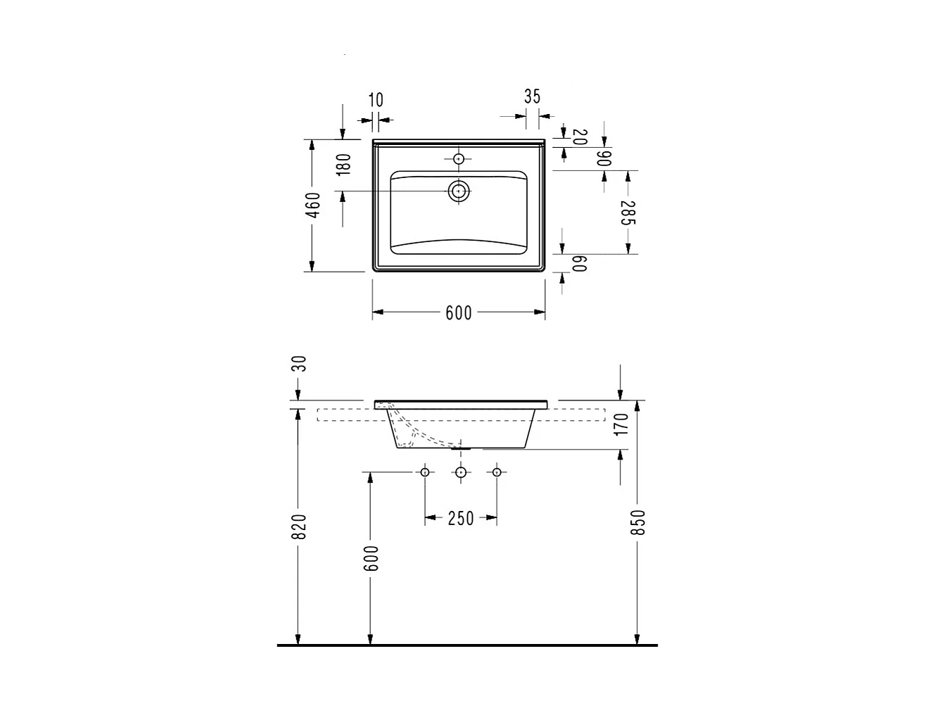 Meuble salle de bain design simple vasque MESSINA largeur 60 cm chêne clair